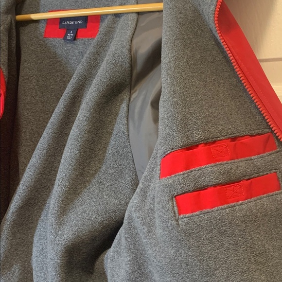 Lands’ End Jacket - Men’s Large 42-44 - Red with Gray Fleece - Waterproof - Picture 5 of 9